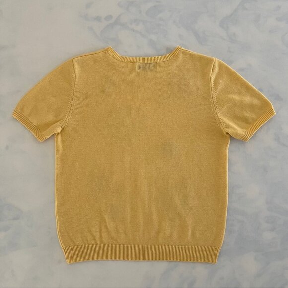 Alfred Dunner Bright Yellow Petite Floral Embroidered Short Sleeve Blouse - Picture 2 of 8